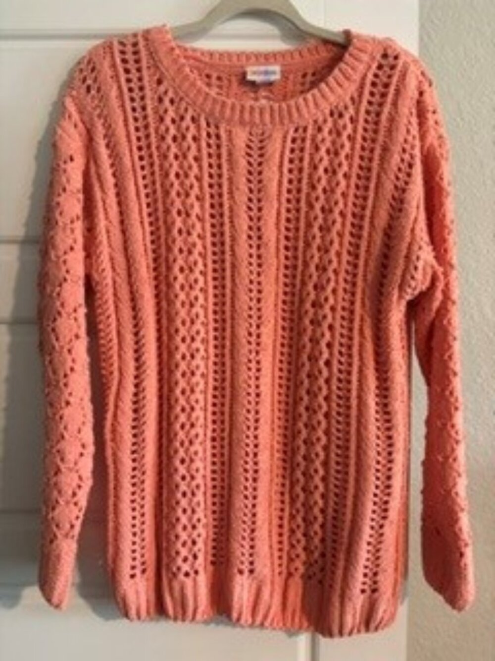 LuLaRoe Mariah Open Knit Sweater Coral Size Large